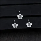 Real 925 Sterling Silver Flowers Charms Accessories Jewelry DIY MINI Size Floral Pendants Bijoux Carved Leaves Findings