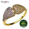 Double Heart Shape Lover Gift 18K Gold and Rhodium Plated Marriage Proposal Ring