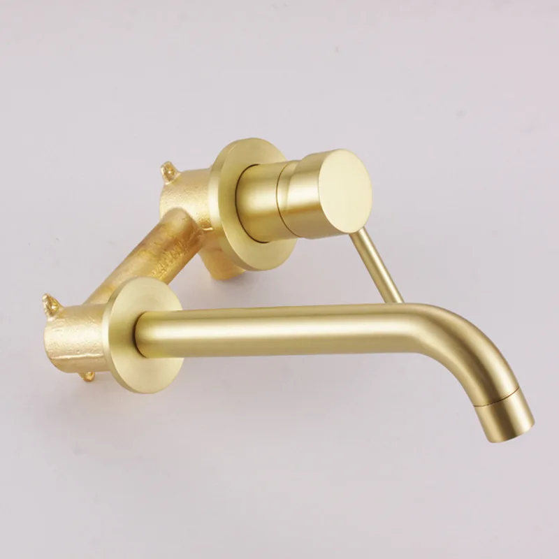 Bathroom Sink Faucet Wall Mounted Brass Brushed gold  Mixer Tap for Bathroom Sink Usage
