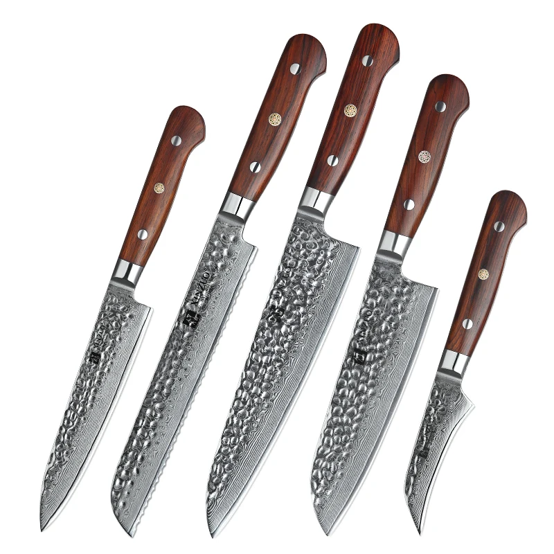 XINZUO Wholesale Professional Japanese Damascus Steel 5PCs Kitchen Knife Set Rosewood Handle
XINZUO Wholesale Professional Japanese Damascus Steel 5PCs Kitchen Knife Set Rosewood Handle