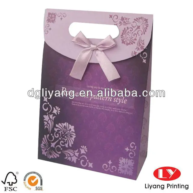 chinese traditional purple paper small gift bag with self