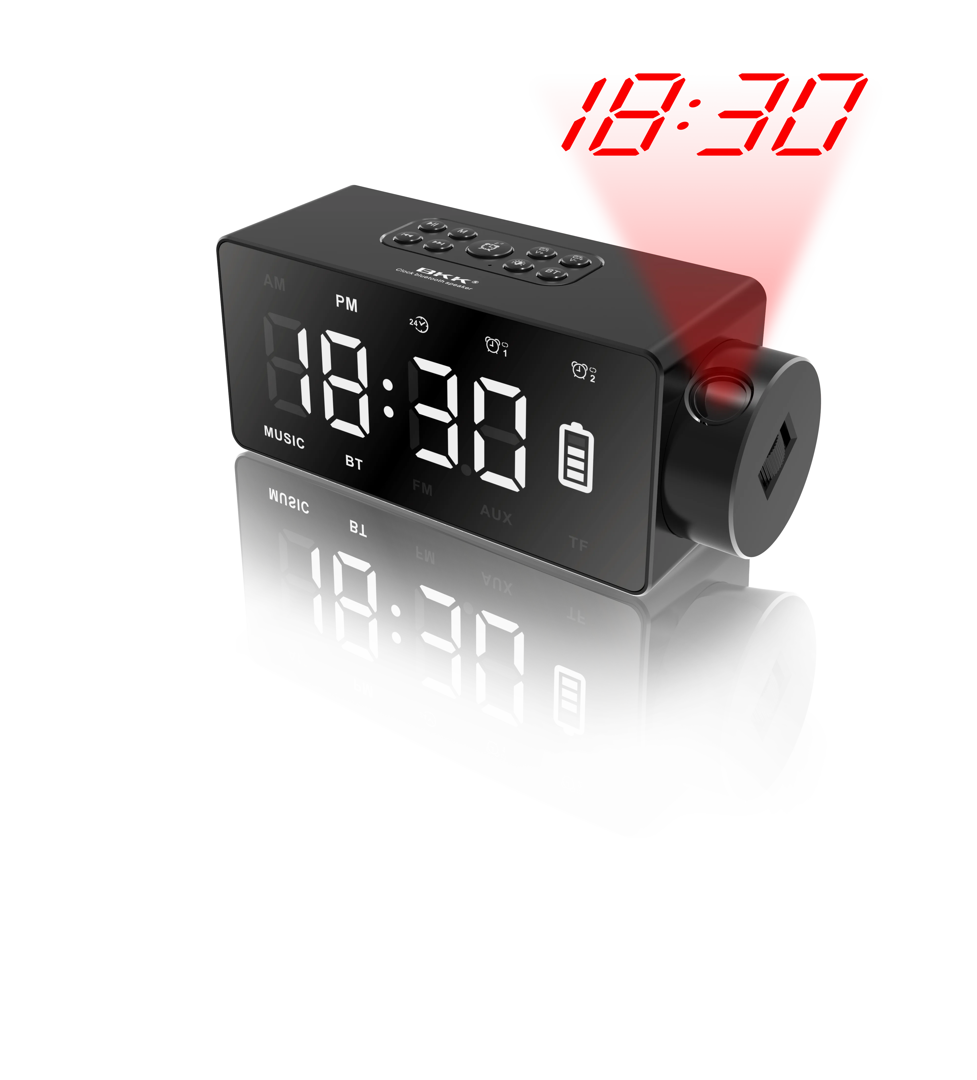 Projection Alarm Clock Radio with TF card BT Clock (S90) - ANKUX.COM