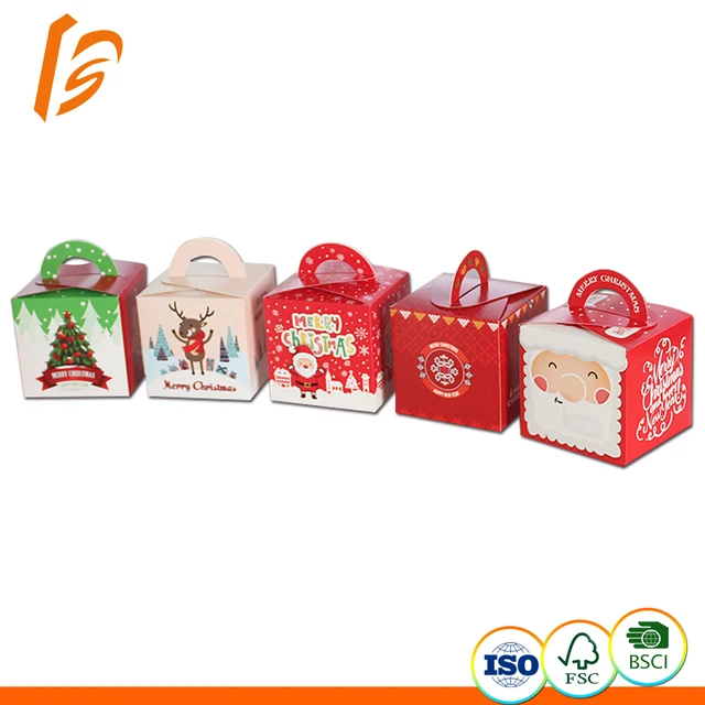 merry christmas gift box with handle, custom printing christmas
