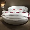 super king size white black red grey leather soft round furniture bed
