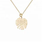 Gold Plated Necklace Bohemian Jewelry 14k Gold Plated Monstera Leaf Minimal Necklace Sterling Silver