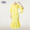 Formal fishtail skirt flared sleeve summer medium length yellow church ladies formal designs suits women