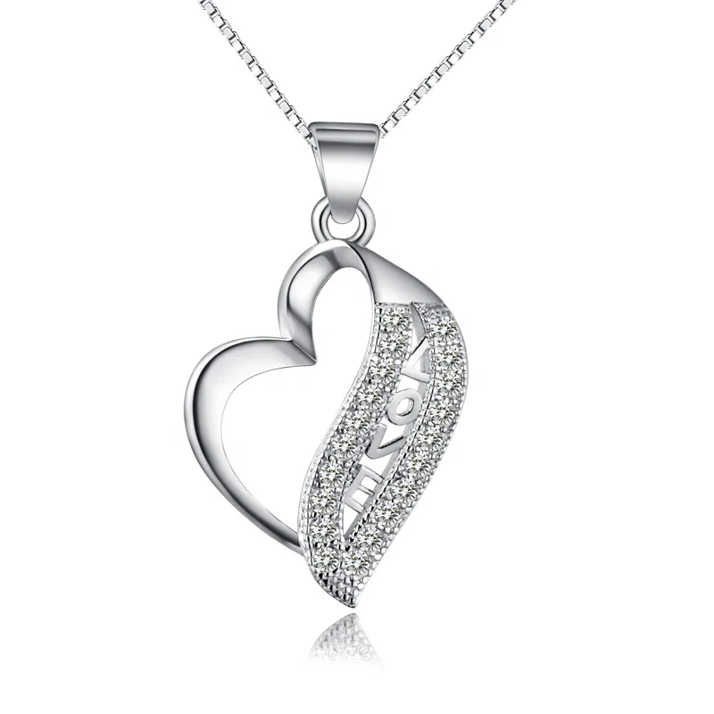 Hot Wholesale Silver Jewelry Lover Heart Zircon Pendant Necklace For Women, White
Hot Wholesale Silver Jewelry Lover Heart Zircon Pendant Necklace For Women, White