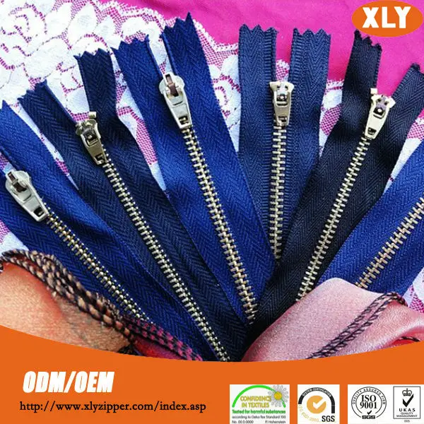zipper factory 5# semi auto separating navy brass metal zipper