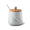 Hot Sale Personalized Handmade Ceramic Marble Pattern Sugar Bowl Set