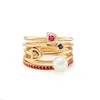 Rose gold plating women's ring pearl crystal rings for lady