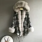 2019 winter new real fur coat jacket women hooded warm rabbit fur liner coat parkas fox fur coat
