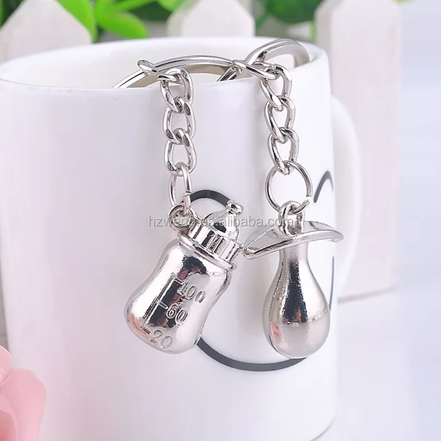 baby bottle nipple key ring baby shower baptism favors gifts key