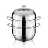 High quality exported Stainless steel 2 tier cooking steamer stock pot with visible lid