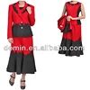 2018 Latest Fashion Red and Black Ladies Skirt Suits with 3 pieces