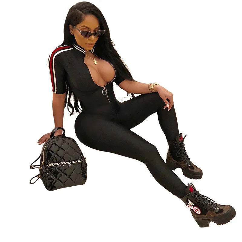 sexy one piece women one piece playsuit sexy bandage jumpsuits, Black