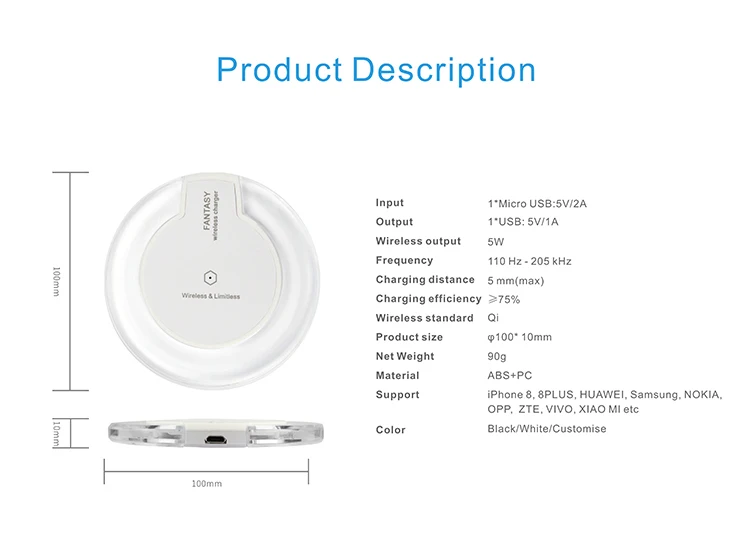 2018 Portable Compatible qi Sans Fil Chargeur de Charge - ANKUX Tech Co., Ltd