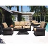 Simple style durable five seats outdoor sofa hotel business rattan wicker sofa set furniture