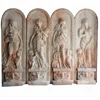 Hand carved sunset red stone four seasons ladies marble relief statues