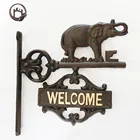 Antique cast iron metal handicrafts home retail store wall mount welcome sign decorative piece for sale