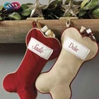 Wholesale Personalized Burlap Christmas Stocking With Dog Bone