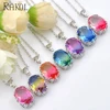 RAKOL China factory sale rainbow multi color fusion gemstone pendant tourmaline necklace for women NN001
