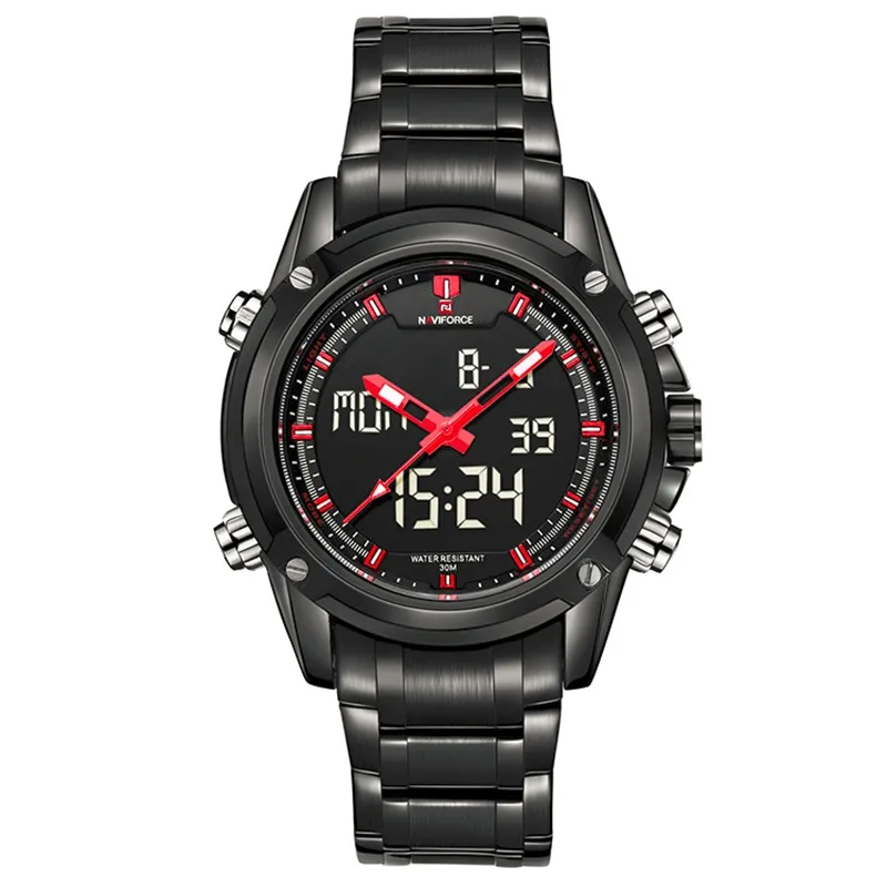 

Fashion Brand Men Watches NAVIFORCE 9050 Full Steel Digital LED Watch Sport Army Military Wristwatch Halloween Decoration Watch