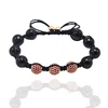 Men latest design natural lava stone handmade adjustable leather bracelet pave bead braided bracelet