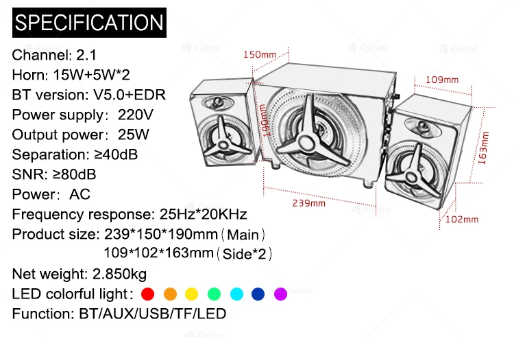 Kisonli Big Mid range Home Theater computer speaker system with BT function - ANKUX.COM