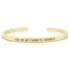 Custom Fashion Jewelry Accessories Engraved Any Words Open Adjustable Size Bent Cuff Bracelet