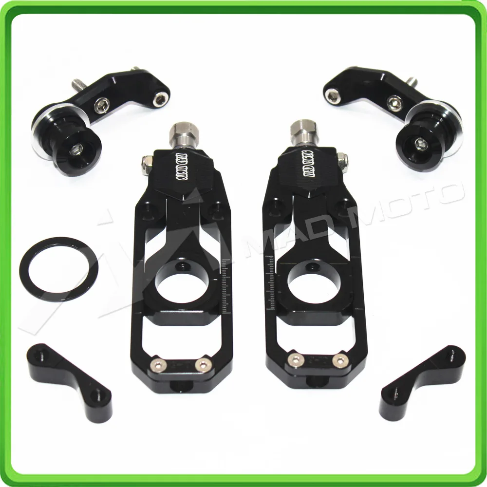 Motorcycle Chain Tensioner Adjuster with paddock bobbins fit for HONDA CBR 1000 RR CBR1000RR 2004 2005 2006 2007 Black (10)
