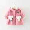 Hao Baby Children Clothing Wholesale Winter Girl Solid Color Rabbit Head Hooded Jacket Cashmere Woolen Coat