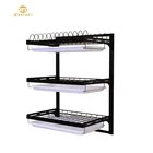 3 Tier Kitchen Plate Drying Rack Stainless Steel Wall Mounted Metal Black Dish Rack