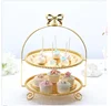 Miniature Wholesale Cheap Wedding Decorations 3 Tiers Small Mini Cupcake Holder Gold Cardboard Aftermoon Tea Cake Stand