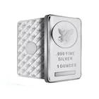 Custom business gift brass metal embossed eagle silver plating bullion 10 ounces ag999 1oz pure fine gold bar bullion