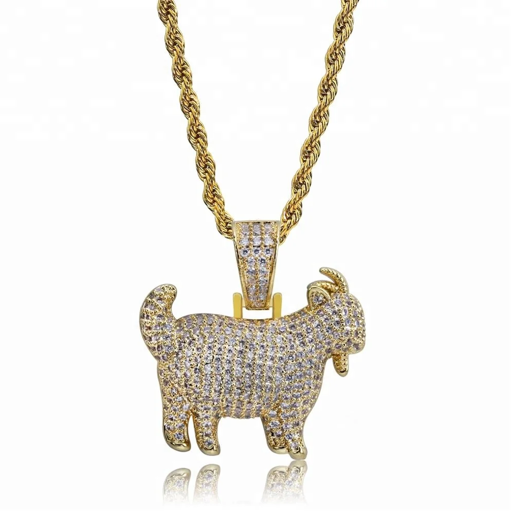 New zircon goat pendant necklace for party or birthday gift unisex golden hip hop jewelry, Gold/silver
New zircon goat pendant necklace for party or birthday gift unisex golden hip hop jewelry, Gold/silver