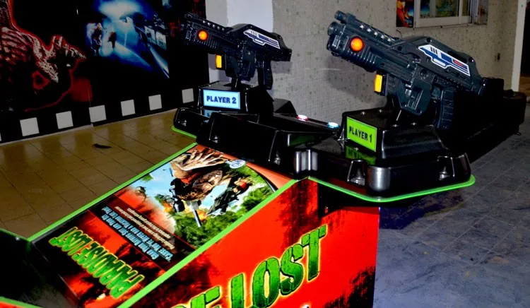 High return arcade machine MS-QF070-4 electronic indoor shooting gun dinosaur gun machine hand operated winding machines