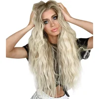 

Synthetic extension hair long curly white blonde wigs Balayage highlights gradient colors wig