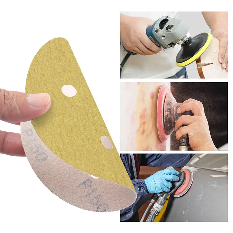 Gold abrasive sandpaper disc sanding disk quick change adhesive and sticky for rotatory machine tool
