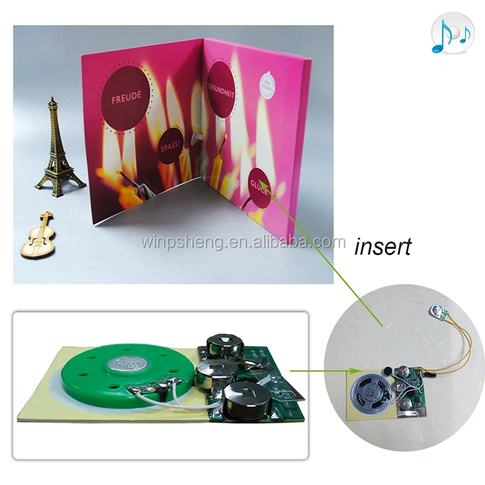 full color printing merry christmas music greeting card for