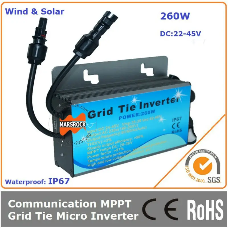 260w 22-45vdc Grid Tie Micro Inverter With Communication Function And
