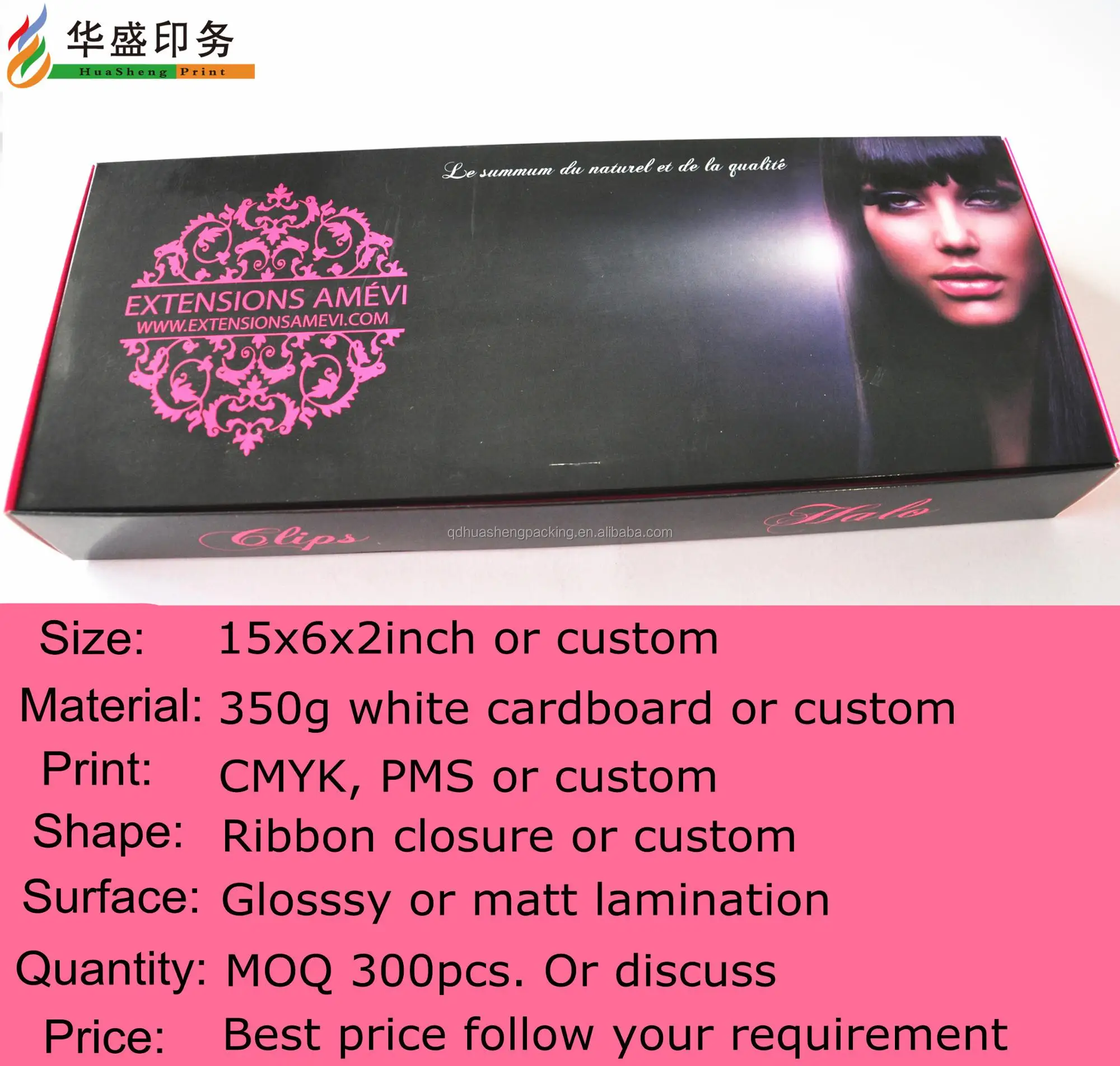 hair extension box paper slide custom hair packaging boxes