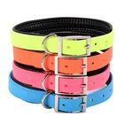 Waterproof Neoprene Padded Soft Orange PVC Dog Collar , Polyl Coated Nylon Webbing Padding Leather Dog Collar and Leash
