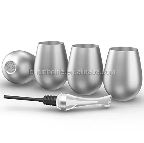 Stainless Steel Wine Glasses Aerator Stemless Set of 4 Picnic Party cup 18 oz ,stemless red wine cup with aerator, red wiun 
Stainless Steel Wine Glasses Aerator Stemless Set of 4 Picnic Party cup 18 oz ,stemless red wine cup with aerator, red wiun