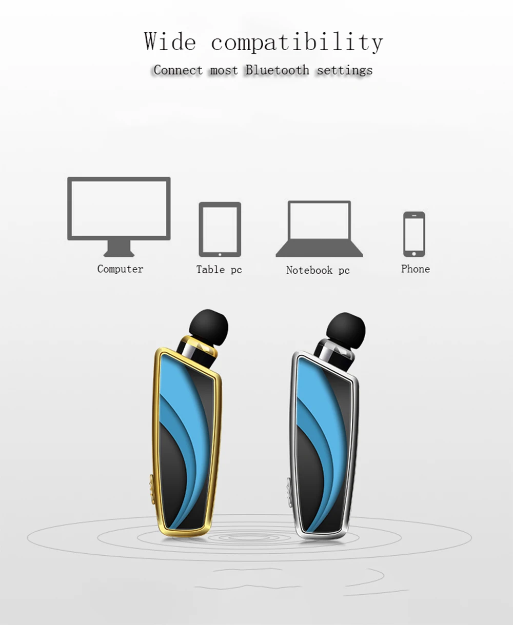 R-B01 4.1 Lapel Type Automatic Cable Single Ear Business Bluetooth Headset Lapel Wireless Bluetooth Headset - ANKUX.COM