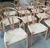 Ash/beech solid wood dining Wishbone Y chair with rope seat