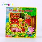 Jinayon Custom Design animal Shape Children Educational Card Board Books Kids 3D story Learning paper Book Wholesale