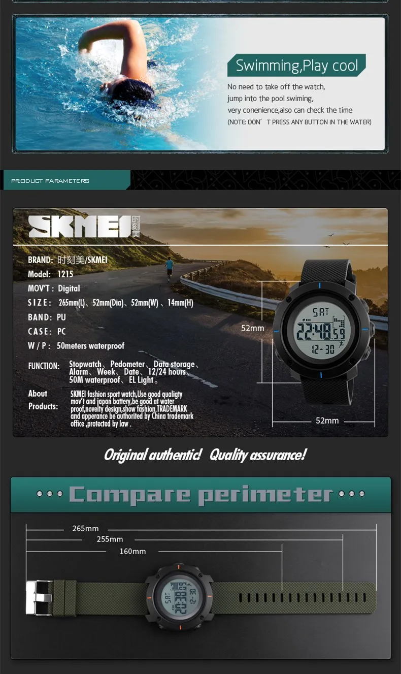 Jam tangan chronograph big dial pedometer skmei watch for men