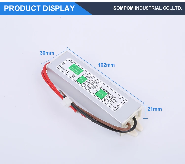 Sompom Waterproof Switching Power Supply 12V 10W Led Driver Constant Voltage SMPS