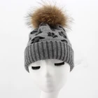 Myfur Black Color Adult Couple Beanie Hat with Real Raccoon Fur Bobble