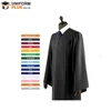 High quality black high school graduation gown sample, robe de graduation and graduation toga